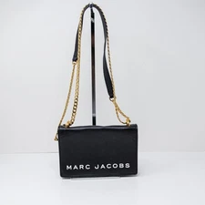 Marc Jacobs Double Take Logo Genuine Leather Gold Chain Crossbody Purse Bag