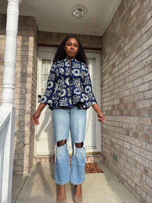 African Ankara Wax Print Long Sleeve Peplum Tops/Blouse
