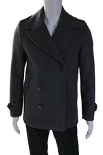 MNG Mens Wool Dark Gray Double Breasted Long Sleeve Pea Coat Size S