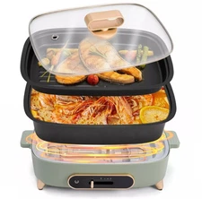 Electric Cooking Pot Multifunctional Susteas. Teal, Multiple Levels