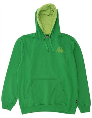 KAPPA Herren Grafik Hoodie Pullover Large Grün Baumwolle AA07