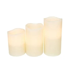 GE StayBright Flickering LED 3piece BatteryOperated Ivory Pillar Candle Set
