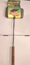 Vtg New Rome Industries Cast Iron Camping Double Pie Iron W/Wooden Grips *Read*