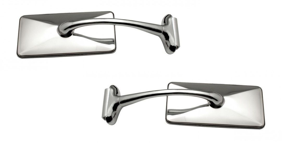 Single Rectangle Long Arm Peep Mirror - Polished Stainless, Hot Rod & Custom Fit - View #4