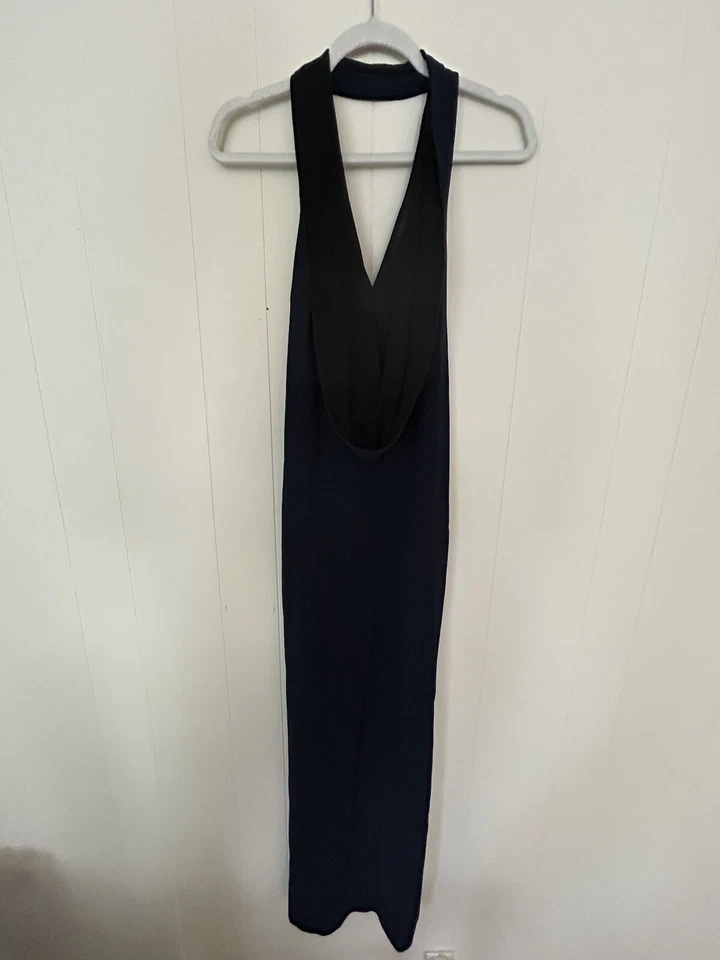 Vestido Halter Stella McCartney azul marinho e preto - Imagem 2 de 4