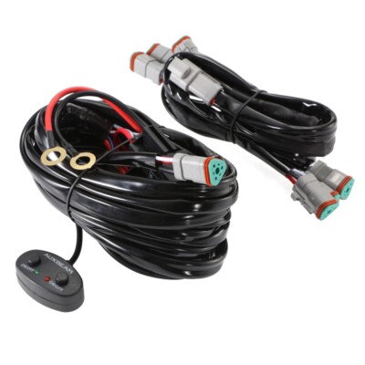 6-LED Pod Light Power Wiring Harness Kit With 40A fuse and relay 3 PIN DT Plug