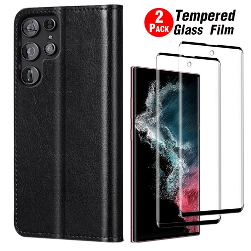 For Samsung Galaxy S22+/S22 Ultra PU Leather Wallet Case Cover Screen Protector - Picture 16 of 29