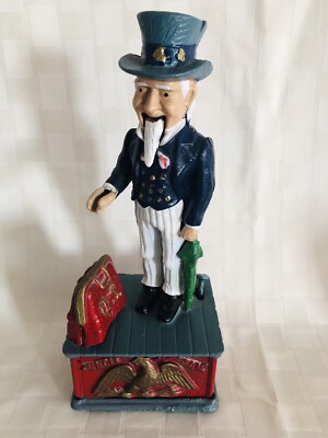 Vintage Working Cast Iron Uncle Sam Bank Marked Made In Taiwan | eBay