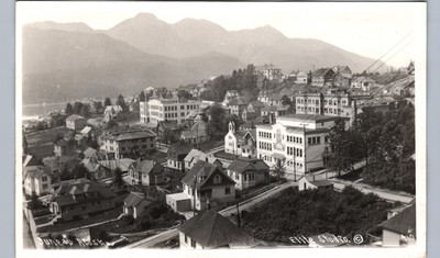 BIRDS EYE VIEW juneau ak real photo postcard rppc alaska landscape elite
