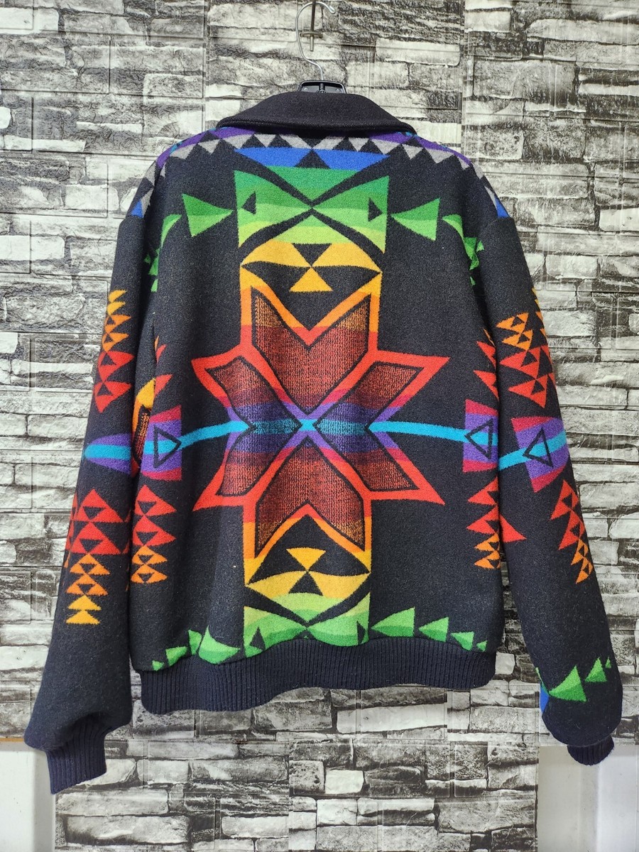 美品　希少70〜80s PENDLETON ヴィンテージハーディング柄ジャケット Rare Pendleton High Grade Western Wear Rainbow Jacket Sz L NO MOTH