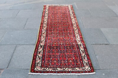 Vintage handgefertigter traditioneller orientalischer langer Läufer Wolle rot 275 x 78 cm