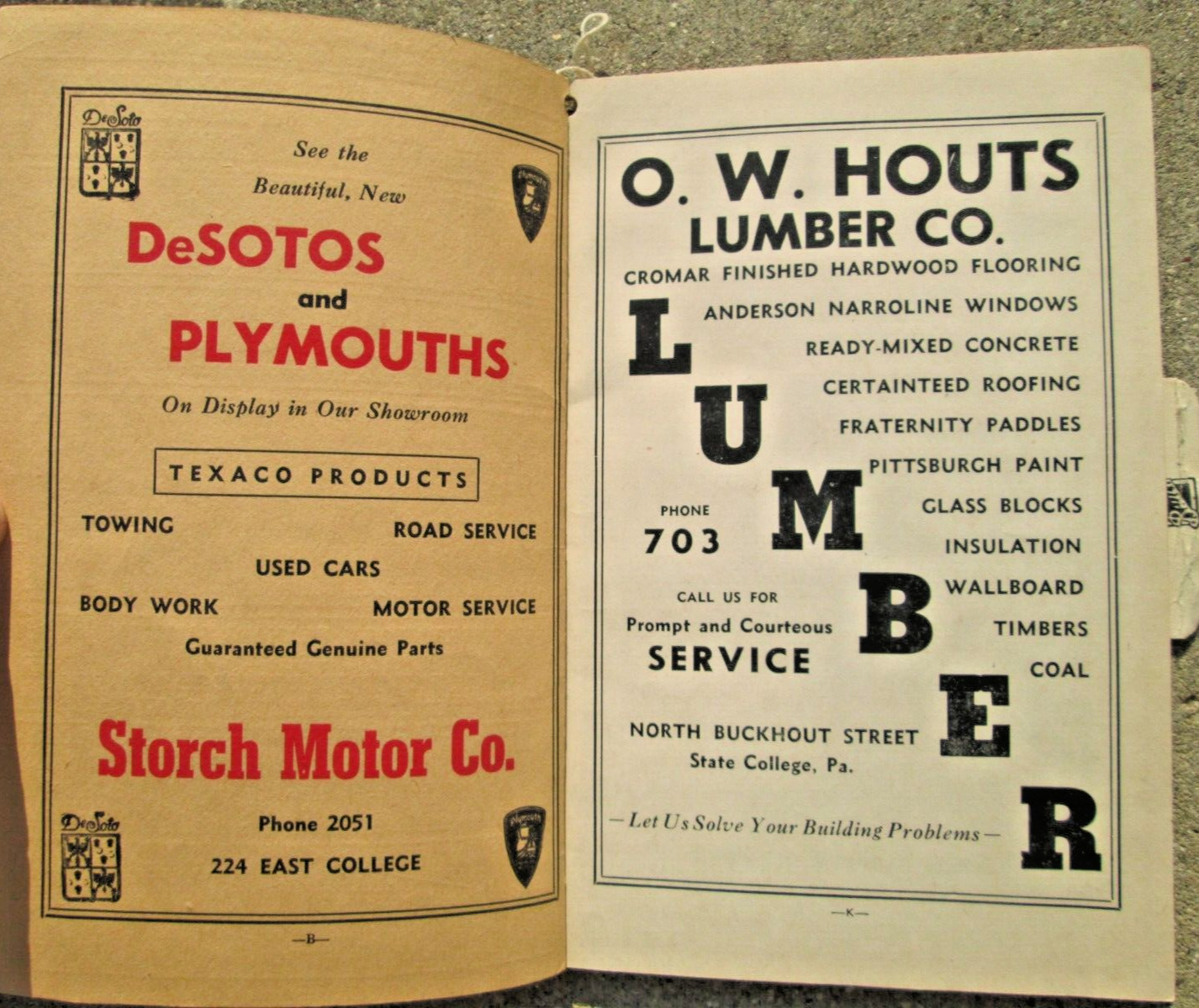 1947 State College Pa. Pennsylvania City Directory SSPB Local Ads!