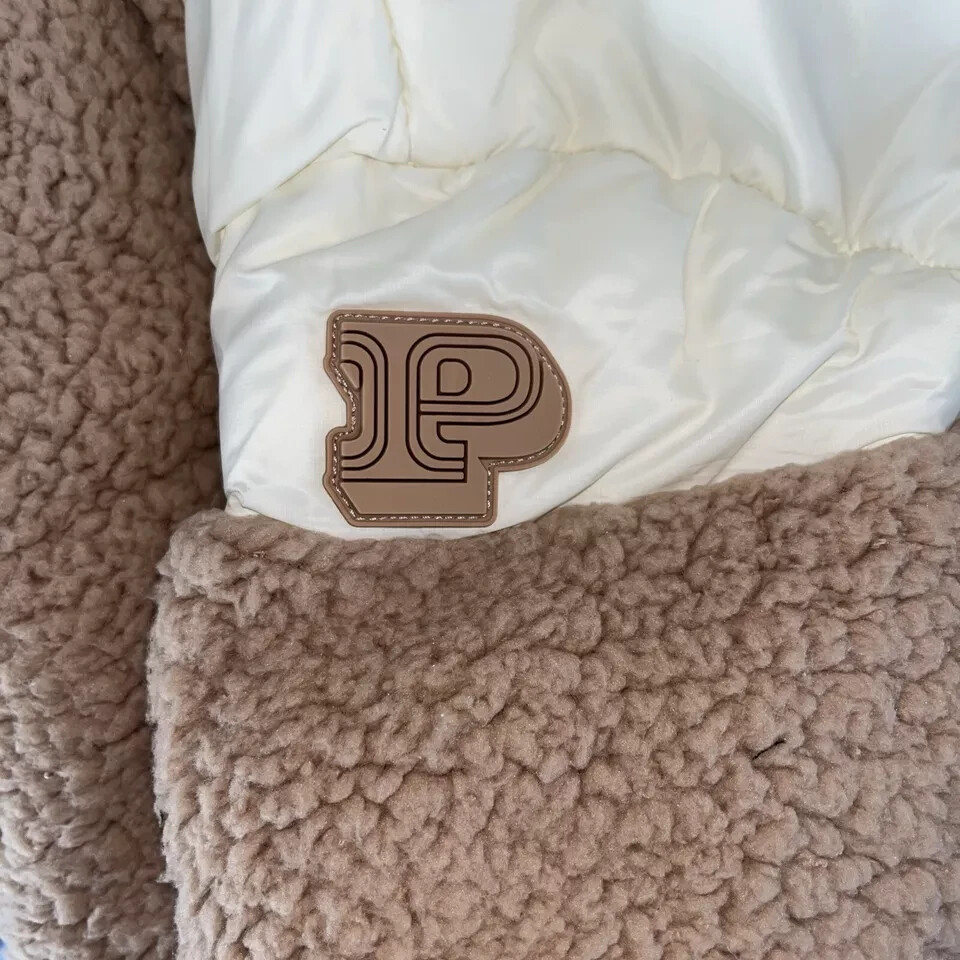 VICTORIA'S SECRET PINK  XS S M L  WHT/TAN FLEECE LINED ZIP PUFFER JACKET NWT