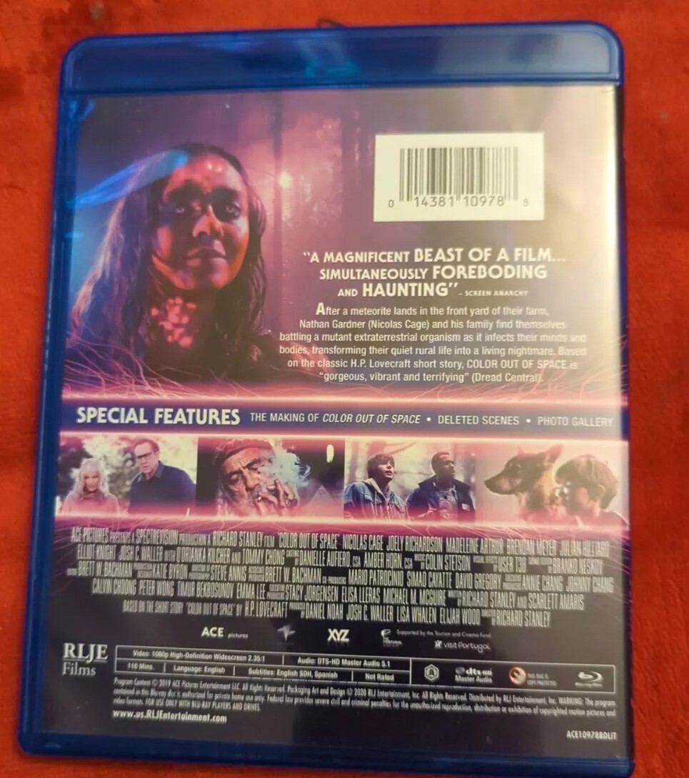 Color out of Space Nick Cage Lovecraft Horror Blu Ray Science