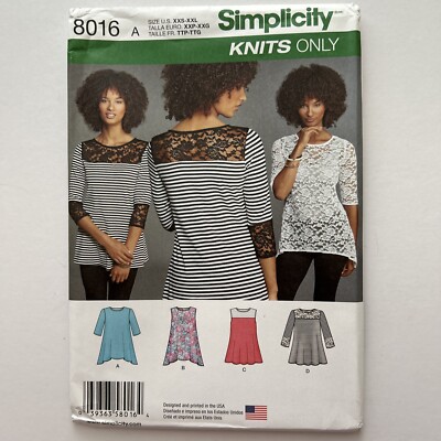 Simplicity 8016 T-Shirt Top Tunika Blockshirt locker Damen neu ungeschnittenes Muster