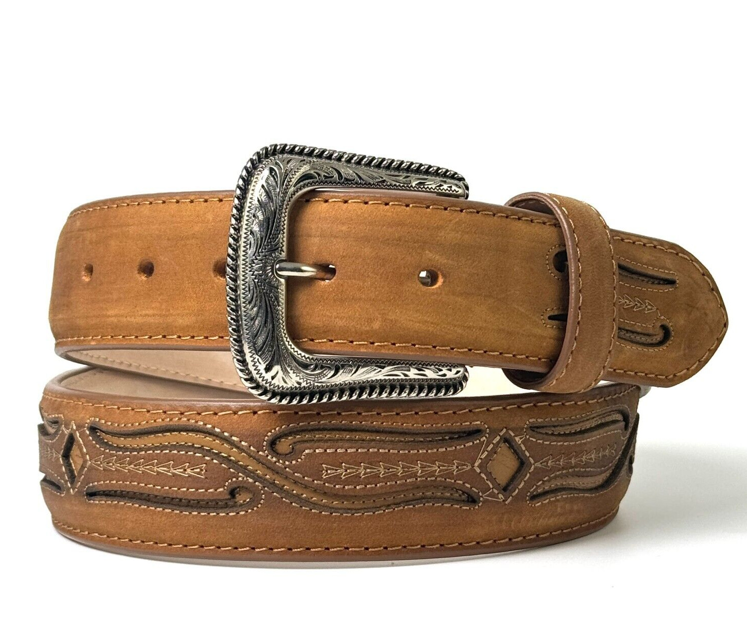 CINTURÓN WESTERN PARA HOMBRES CUERO VAQUERO RODEO CRAZY CINTURÓN DE CUERO CINTO HOMBRE CORTE LÁSER