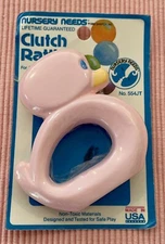 Vintage Nursery Needs Baby Rattle Sanitoy Inc Pink Duck Clutch NOS 1988