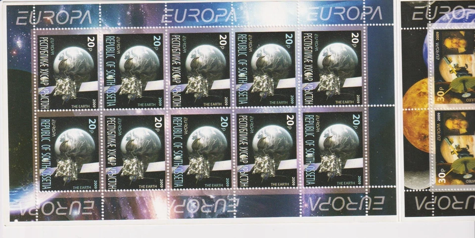 Selos perfeitos no livreto Europa CEPT Space 2009 da Ossétia do Sul avdpz - Imagem 3 de 4