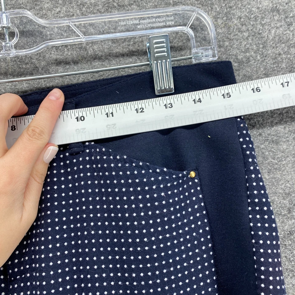 Pantalones Anne Klein Mujer 4 Azul Lunares Tiro Alto Chino Ajustado Capri Pull On Foto 3 de 4