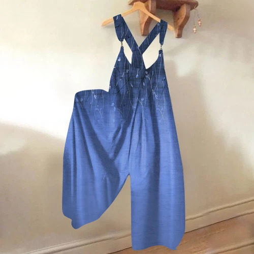 Women's Floral Jumpsuit Baggy Dungaree Ladies Summer Romper Playsuit Overalls - Picture 23 of 48