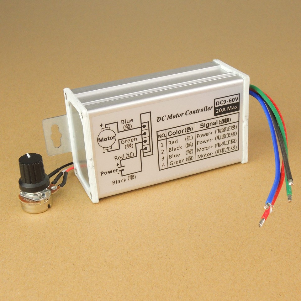 Variable Control Switch New Max 20A PWM DC Motor Stepless Variable Speed Switch Controller 12V ...
