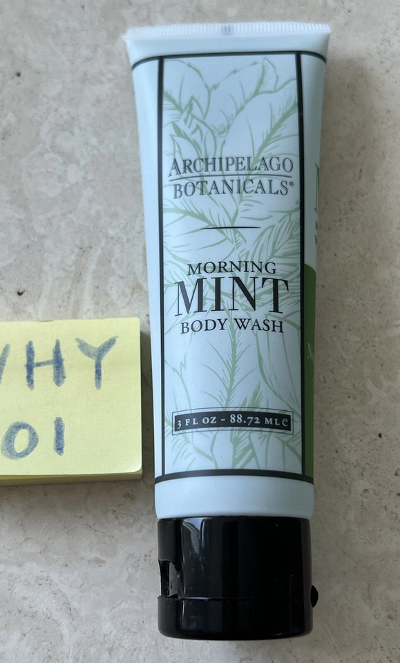ARCHIPELAGO BOTANICALS Morning Mint Body WASH 3oz/88.7mL TAMANHO LUXO NOVO EM FOLHA - Imagem 2 de 4