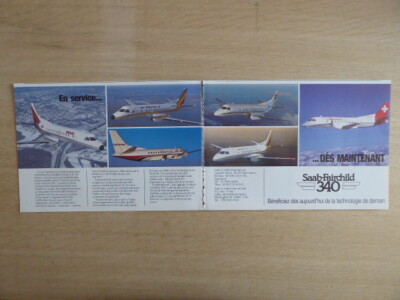 5/1985 PUB FLUGZEUG SAAB FAIRCHILD 340 CROSSAIR COMAIR KENDELL SWEDAIR FRANZÖSISCHE ANZEIGE