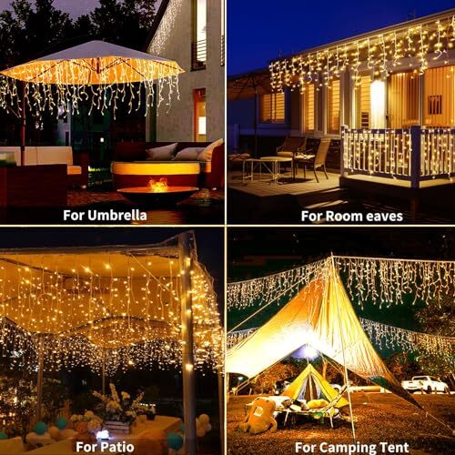 Solar Icicle Lights Outdoor Decorations 56Ft 506 LED Icicle Christmas Light... eBay