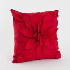 Red 3D Flower Petal Throw Pillow   17" x 17"