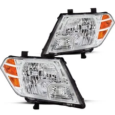 For 2009-2021 Nissan Frontier 4Dr Chrome Headlights Assembly Amber Corner Lamps