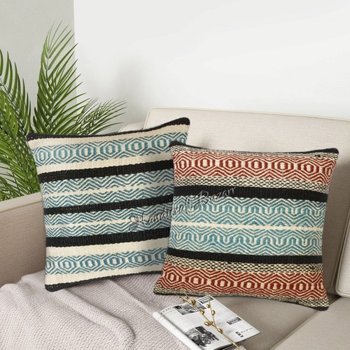 Throw Pillow Cushion Cover Wool Jute Pillow Cases Jute Home Decor 2 Pcs Christma - Picture 36 of 75