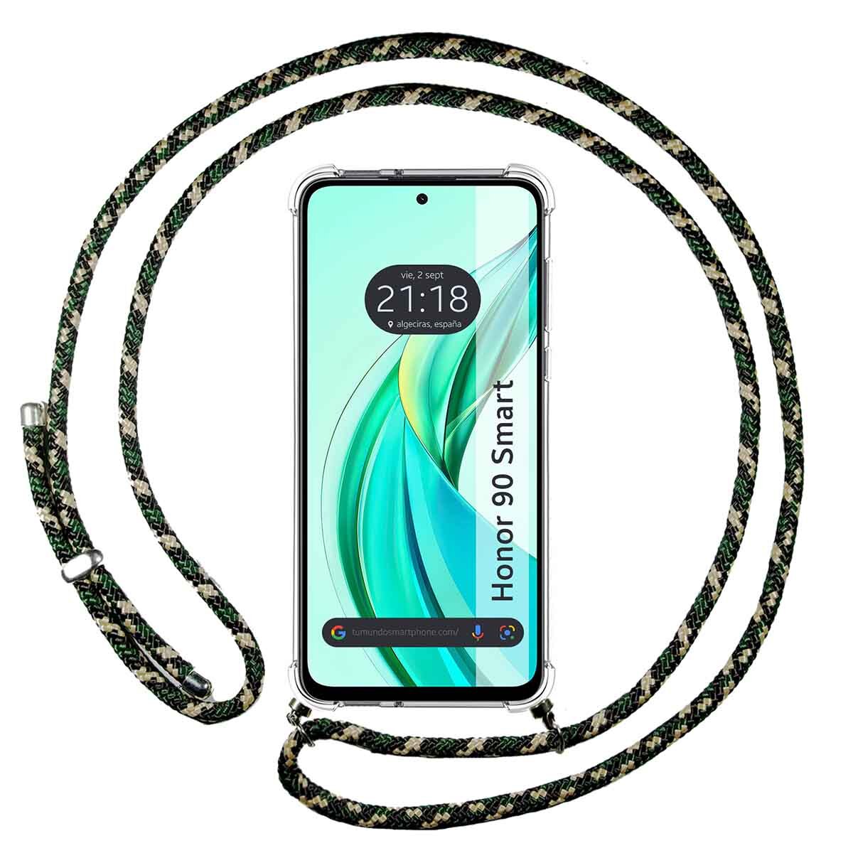 Cover Ciondolo Trasparente per Huawei Honor 90 Smart 5G Con Cordino Verde / Dor