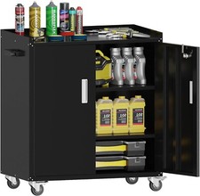 Metal Garage Storage Cabinet with Wheels Lockable Rolling Tool Chest with Wheel