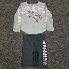 Girls Outfit 4 Disney Princess Cropped Pants  365 Kids Unicorn Shirt School Set