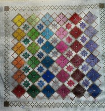 Handpainted Needlepoint Zweigart Canvas on 13m Quilted Diamond Shape
