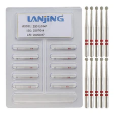 Dental Zirconia Diamond Bur Prep Burr Long Neck Round FG Z801L/014F Fine Grit