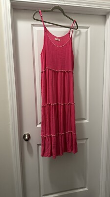 EASEL Sexy Cute Full Flowy Maxi Sun Dress Hot Pink Size Large | eBay
