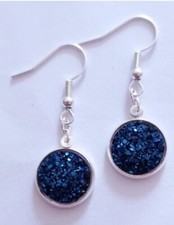New! Sparkly NAVY BLUE EARRINGS! handmade, good quality, UK SELLER! 