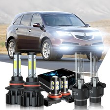 For Acura MDX 2007-2012 2013 HID 6× LED Headlight Bulbs Hi/Lo+Fog Light Kit