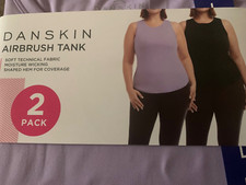 NEW Danskin Airbrush Tank 2 Pack, Lavender / Black, Size LARGE