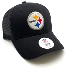 PITTSBURGH STEELERS HAT MESH TRUCKER BLACK AUTHENTIC NFL FOOTBALL TEAM CAP NEW