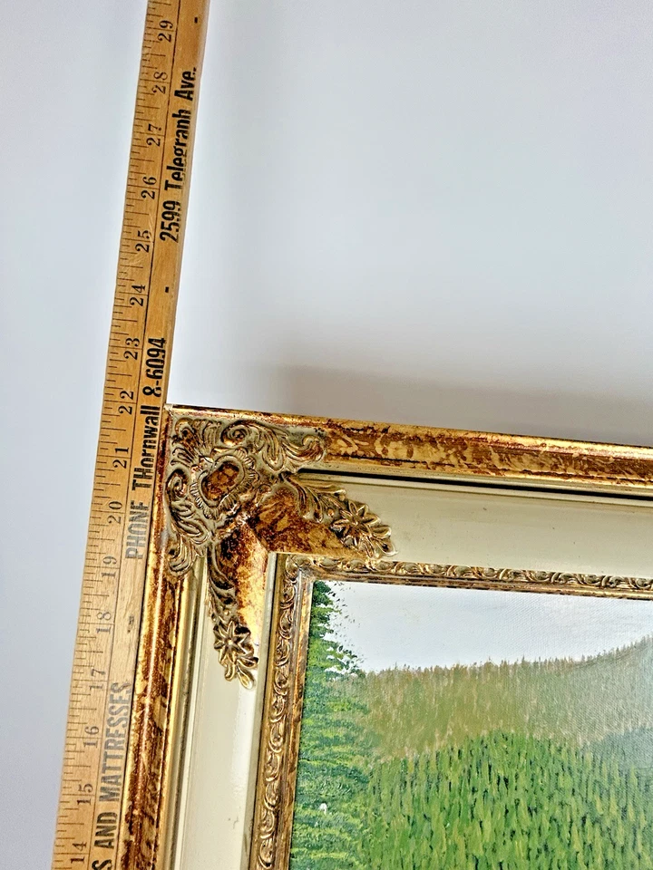 Pintura al óleo firmada de viñedo al aire libre Alexander Valley arte del vino marco de lujo Foto 3 de 4