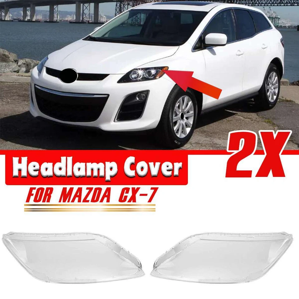 Paar Klar Scheinwerferglas Scheinwerfer Abdeckung für 2007-2012 Mazda CX-7 - Imagem 4 de 4