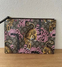 Gucci Multicolor GG Supreme Canvas Bengal Tiger Print Zip Pouch