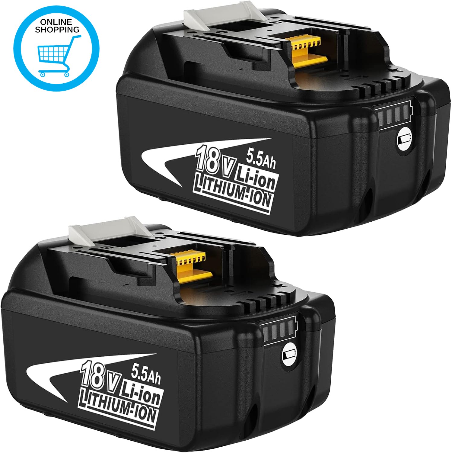 2Pack 18V 5.5Ah Replacement for Maki-Ta 18V Battery BL1850B BL1840B BL1830B BL18
