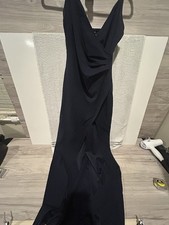Windsor - Aliza Backless High Slit Slim-fit Formal Dress In Navy - Size M*