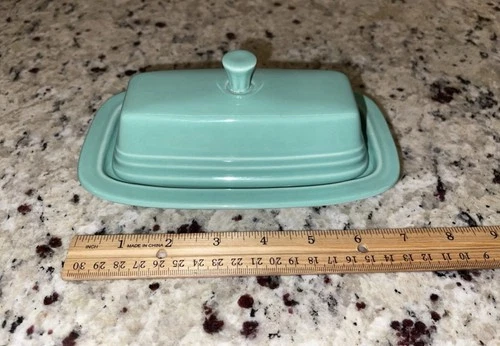 Fiesta Ware Small Covered Ceramic Butter Dish Turquoise