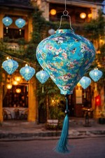 Lantern Blue Aqua Turquoise Vietnam Hand Made Hoi An New