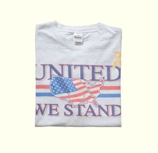USA MADE VTG 90s RETRO AMERICA COTTON FLAG UNITED WE STAND GRAY T SHIRT SZ XL