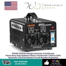 VEVOR 1000VA Voltage Converter Transformer Heavy Duty Step Up/Down Power